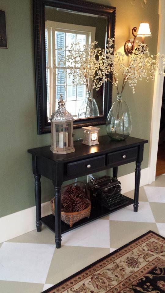 4 39 Foyer Painted Floor Makeover Home Decor Entry Table Foyer Decor, How Long Should My Entryway Table Be