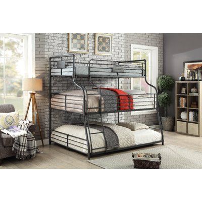 Harriet Bee Prather Twin Over Full Queen Triple Bunk Bed Guard Rails Beds With Stairs Designs Queen Triple Bunk Bed Guard Rails, Queen Bed Frame With Guard Rails