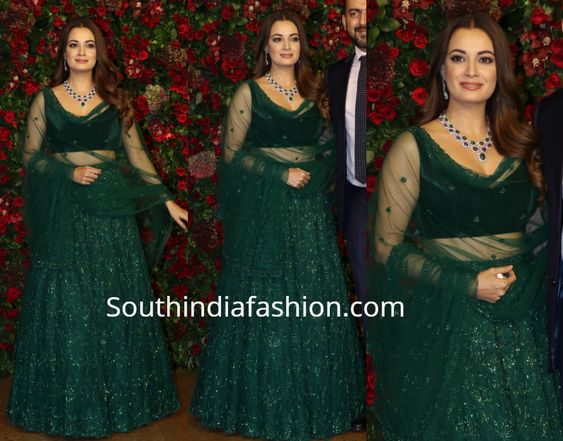 Dia Mirza in Kresha Bajaj at Deepika-Ranveer wedding reception – South India Fashion