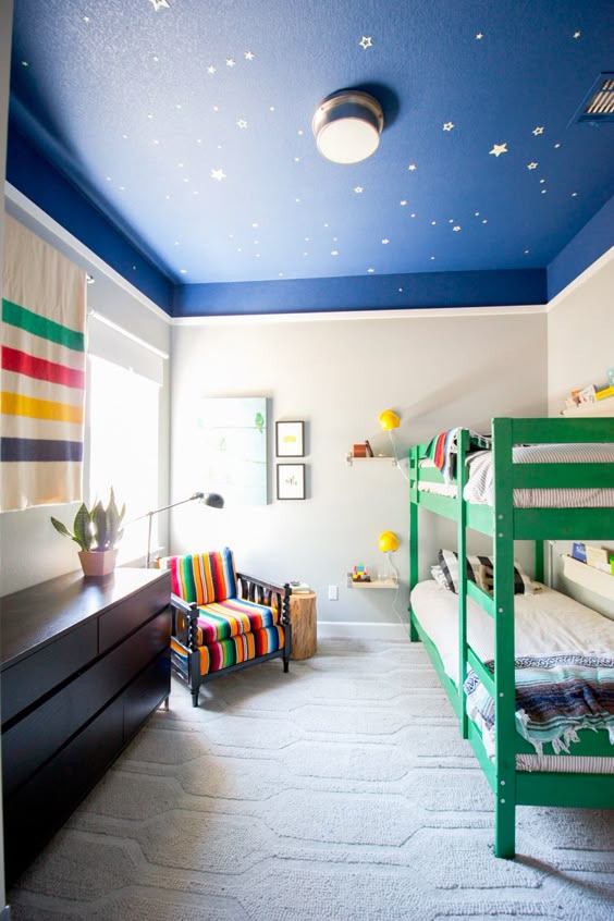 plafond bleu chambre d'enfant