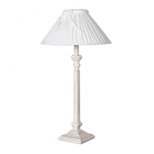 Distressed Cream Lamp with Shade Table Lamp with White Fabric Shade