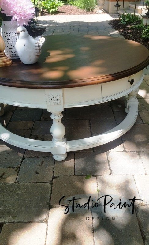 Farmhouse Coffee Table Karen Studio Paint Design Round Diy Makeover Farmhouse Coffee Table Karen Studio, Round Painted Wood Coffee Table