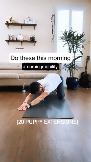 Dr. Jacob βοΈthe Mobility Mamba on Instagram: "I love this routineβ¦ . And hope you do tooβ¦ itβs been a staple for a couple years now and it just sets my body and head right in the morning. . Put on some good morning music and do these. Morning mobility sets your body up for success. Gone are the days I just get up, get some coffee, shower get dressed and go to work. Morning mobility is where itβs at and provides for a healthier start to your day. π§‘ #morningroutine #morningmobility"