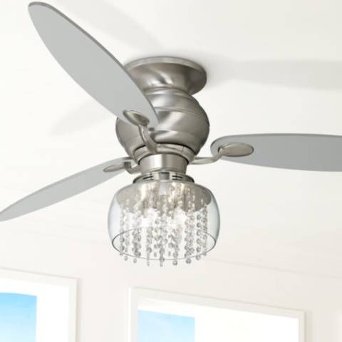 60 Der Hugger Crystal Strands Light Kit Ceiling Fan 17j37 Lamps Plus With 60 Der Hugger Crystal Strands Light, Lamps Plus Ceiling Fans Flush Mount