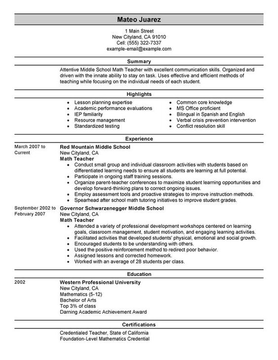 Teacher Resume Sample Teaching Pinterest Teacher, Career and - teachers resume example Teacher Resume Sample Teaching Pinterest Teacher, Career and - teachers resume example