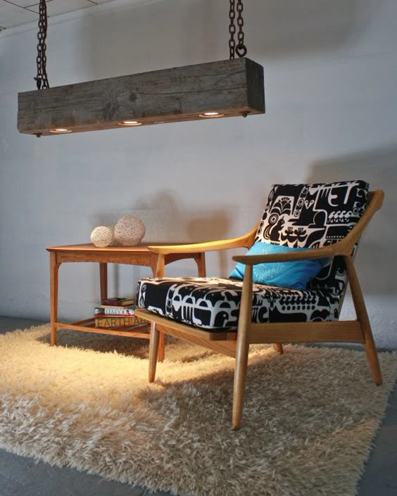 decoração rústica com tapete