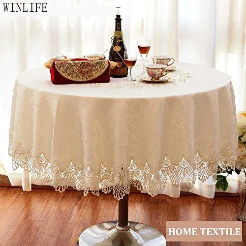 Winlife Brand Lace Table Cloth Set European Round Tablecloth Dining Decor Room Dining Table Cloth Round Decor, Round Lace Table Runner