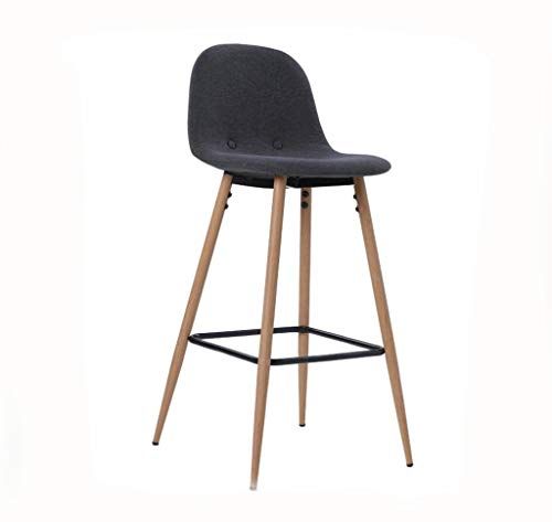 Wood Bar Chair Fashion Iron High Chair Home Fabric Leisure Tea Shop Cafe Chair Personal Color Upholstered Bar Stools Upholstered Dining Chairs Grey Cushions