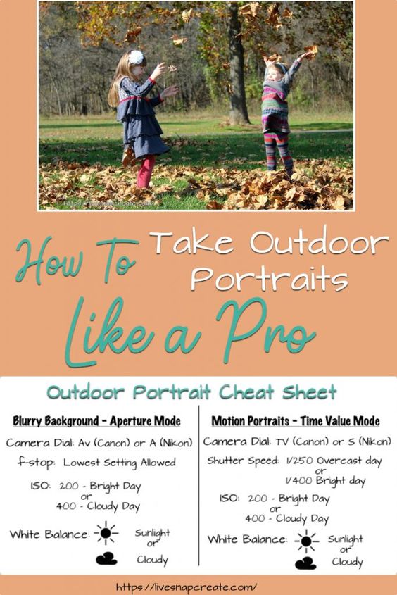 Get all the camera settings you need to take outdoor portraits like a pro! #photography