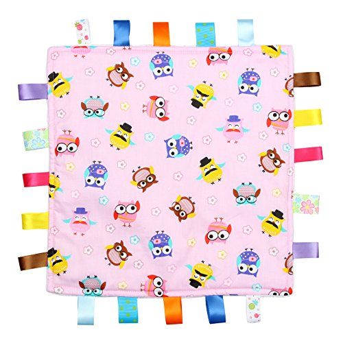 Taggy Blanket Taggy Blanket Elephant and Chick Animal Tag Pink Baby Tag Plain Pink Textured Underside Pink with Giraffe
