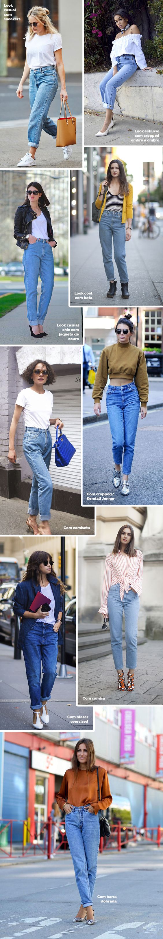 Layla Monteiro como usar mom jeans. Calça de cintura alta, tendência nos anos 80, que voltou com tudo! Perfeita para usar com t-shirt branca, moletom, camisa, jaqueta, entre outros.