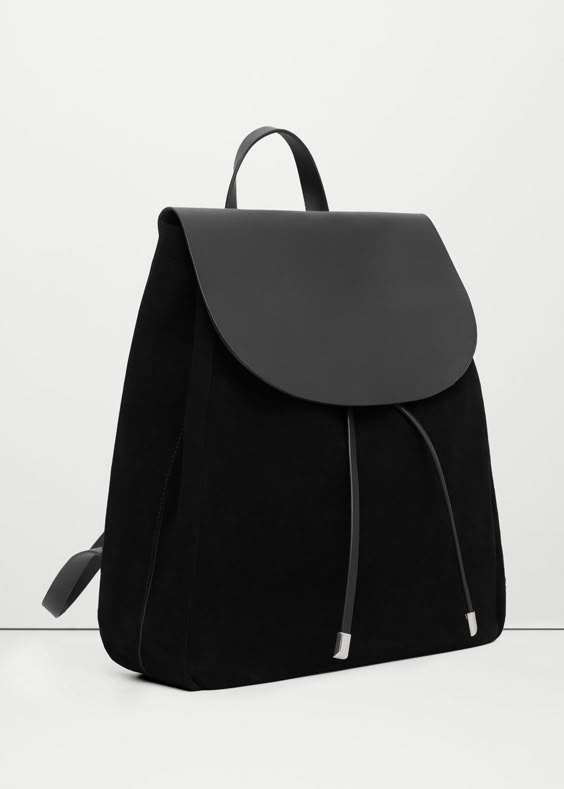 Lapel leather backpack | MANGO