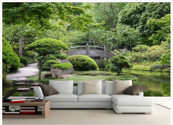 Cheap photo wallpaper 3d, Buy Quality 3d wall murals wallpaper directly from China photo wallpaper Suppliers: Customized 3d photo wallpaper 3d wall murals wallpaper Green garden landscape Bridges background wall 3d living room wallpaper