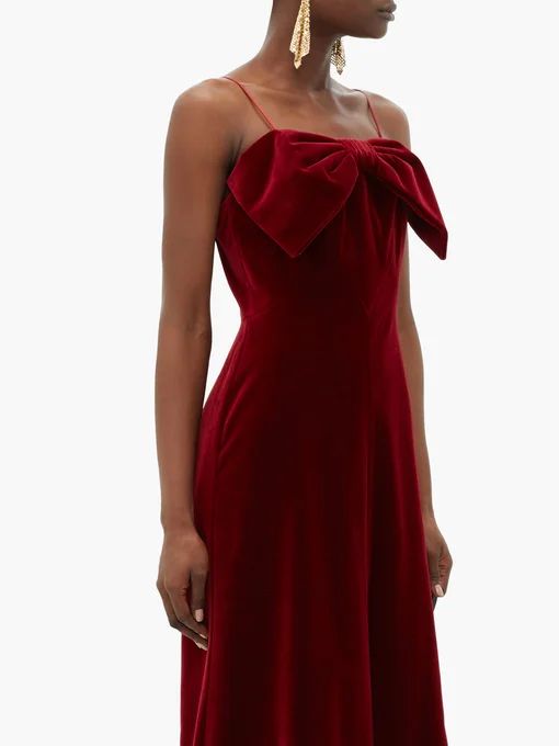 The Vampire's Wife The Velvet bow-trim cotton gown | Cotton gowns, Red velvet dress, Velvet gown
