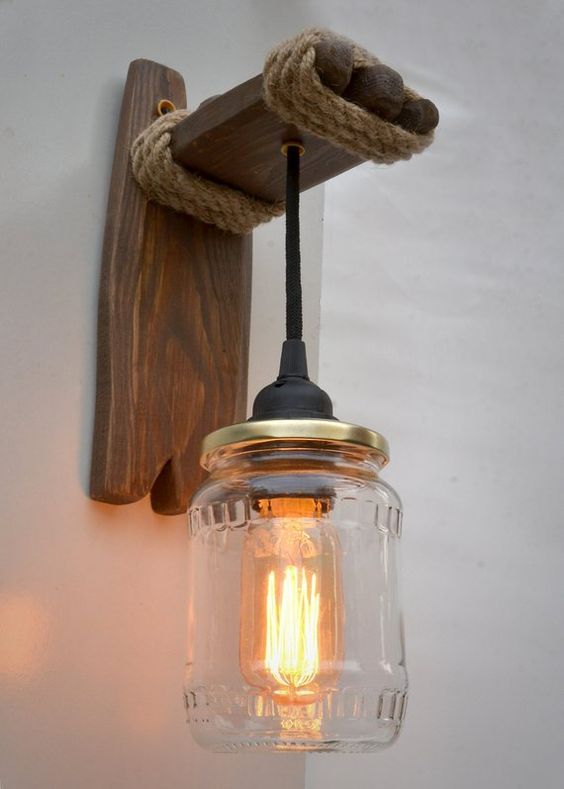 Pin De Top10 En Home Decor Artesanías Con Botellas De Cristal Lampara Colgante De Madera Luces De Madera