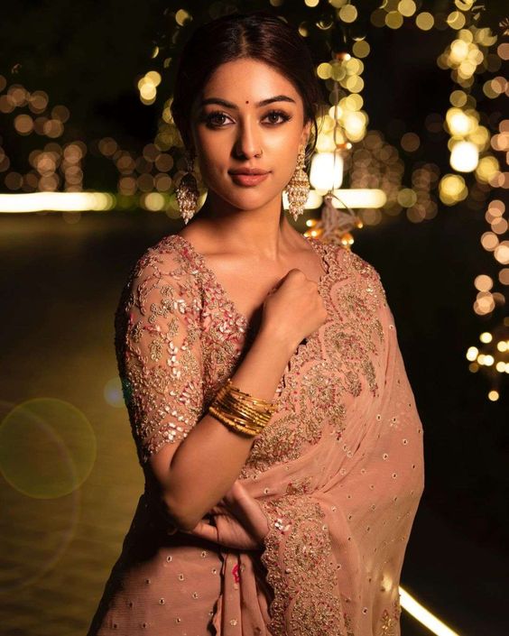 Anu Emmanuel\'s enchanting look in a pink embellished saree!