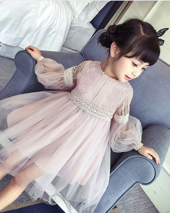 Girls Maxi Dress Kids Lace Sequin Long Sleeve Holiday Abaya Islamic Top Wedding