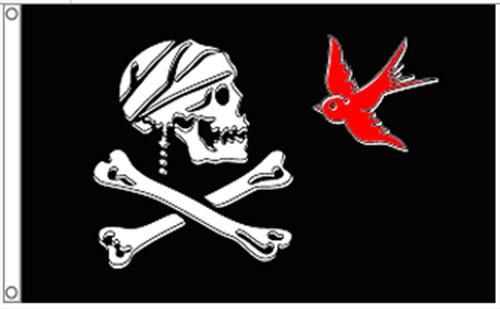 THE PIRATE CAPTAINS FLAG 5/' x 3/' Skull and Crossbones Jolly Roger Pirates Party