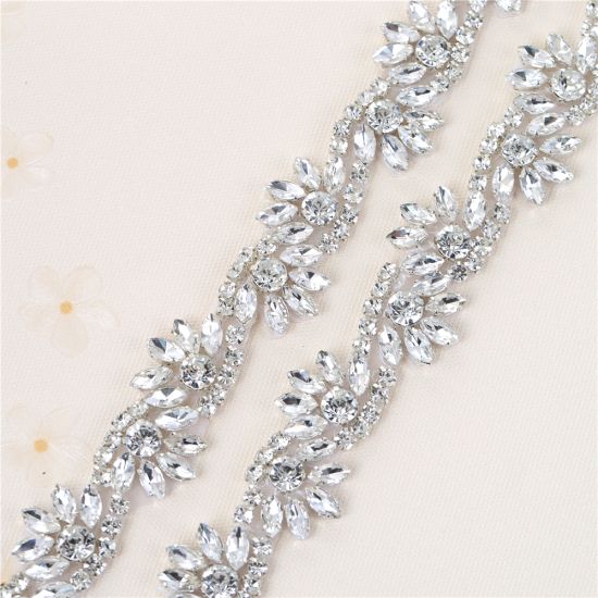 Wedding Dress Sash Belt Applique Rhinestone Crystal Patch Bridal Sash Belt