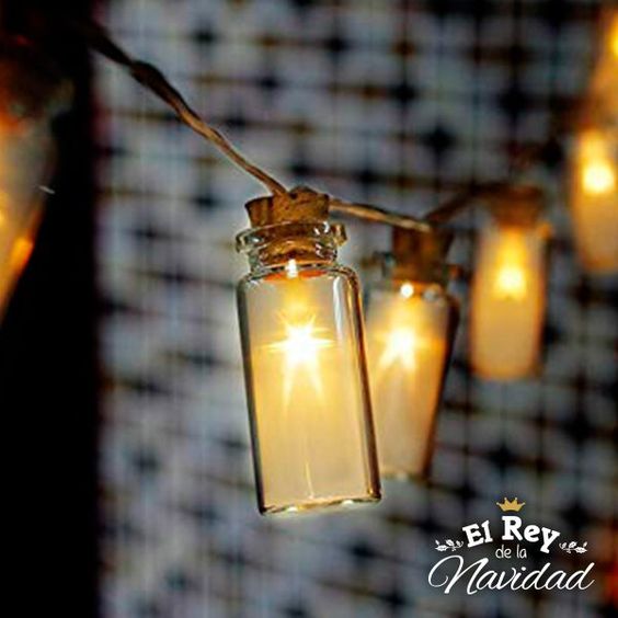 Guirnalda Frasquitos De Vidrio Con Led Calido A Pilas Frasquitos De Vidrio Luces Led De Cadena Guirnalda De Luces