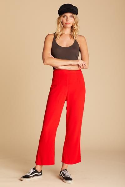 Kiss My Lips Parker Pant Red High Waisted Trouser Cropped Trouser