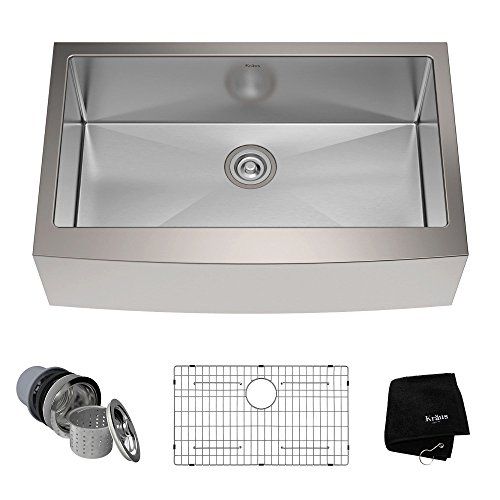 Kraus Khf200 33 33 Inch Farmhouse Apron Single Bowl 16 Gauge Stainless Steel Kitchen Sink Farmhousekitchens Stainless Steel Farmhouse Sink Apron Sink Kitchen Steel Kitchen Sink
