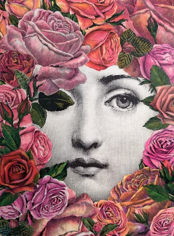 Decoupage original inspiración Fornasetti lienzo cuadrado