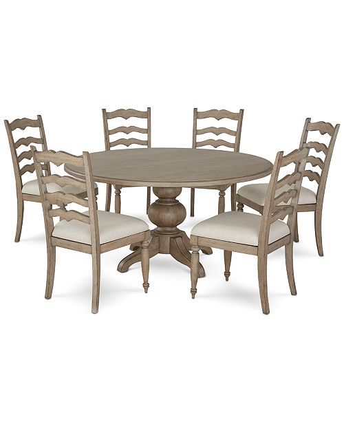 Furniture Ellan Round Dining 7 Pc Set Table 6 Side Chairs Created For Macy S Room Sets Furniture Ellan Round Dining, Round Kitchen Table For 6