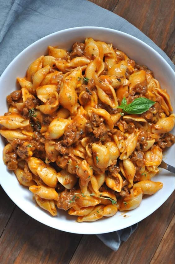 Vegan Creamy "Beef" and Shells