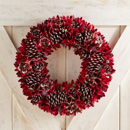 21 Red Poinsettia Wood Curl Wreath Winter Diy Christmas 21 Red Poinsettia Wood Curl Wreath