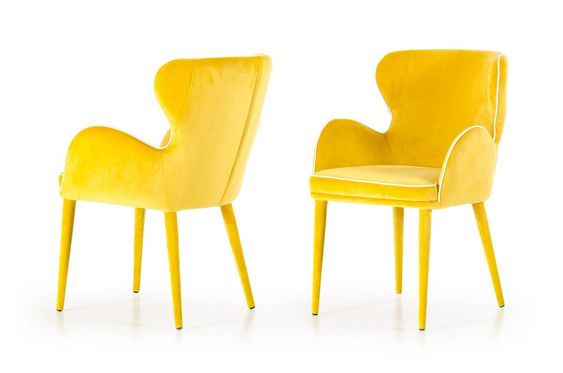 Modrest Tigard Modern Yellow Fabric Dining Chair Modern Fabric Dining Chairs Fabric Dining Chairs Dining Chairs