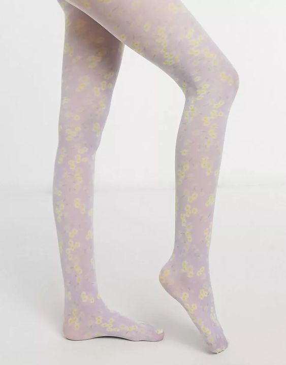 ASOS DESIGN pastel floral printed tights