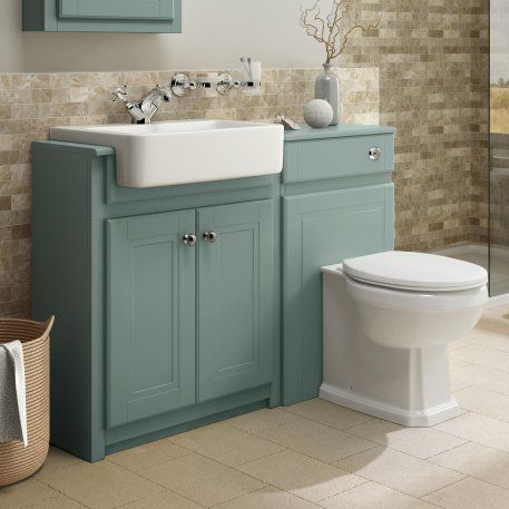Cambridge Combined Vanity Unit Traditional Toilet Marine Mist Bathroom Furniture Storage Small Vanity Sink Bathroom Sink Units