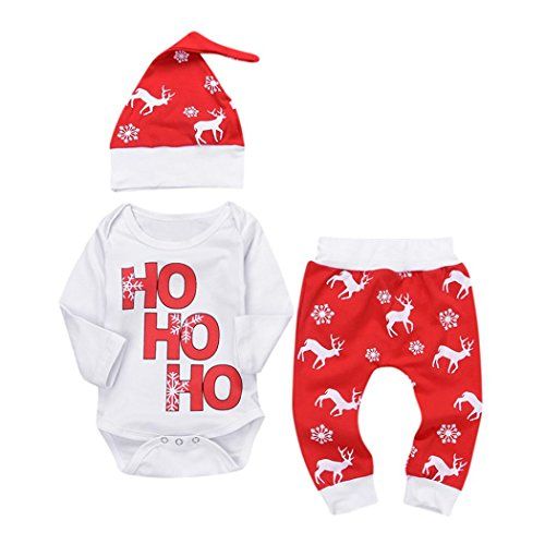 Newborn Baby Boy Girl Winter Long Sleeve Romper Tops Hat Outfits Set Pants