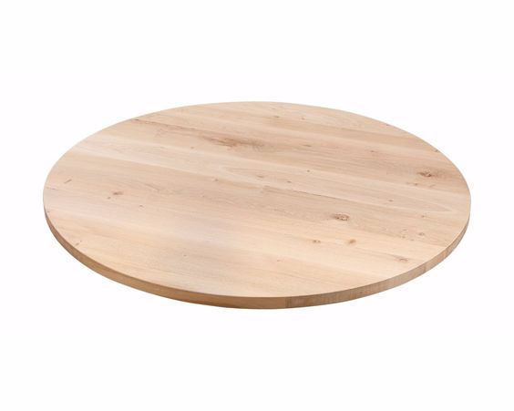 Ronde eiken eettafel op maat, diverse kleuren, houten onderstel Adele oak.