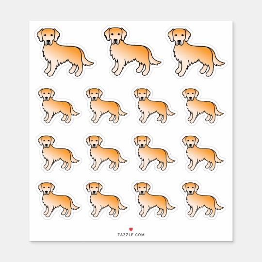 Golden Yellow Golden Retriever Cartoon Dogs Sticker Zazzle Com