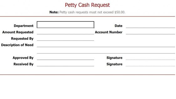 petty cash request template