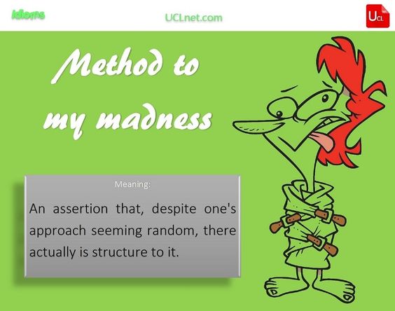 English idiom: (a) method to (one’s) madness