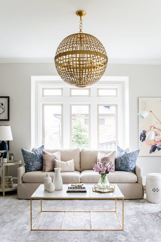 The prettiest gold chandelier: Read More on SMP: http://www.stylemepretty.com/living/2016/05/10/master-the-perfect-touch-of-gold-like-this-design-pro/