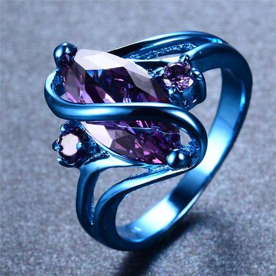 Mystic Blue Gold Ring with Purple Zircon Stone – Slim Wallet Company