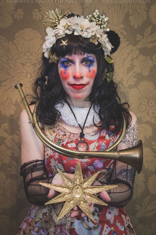Inspired By Circuses Of The Past This Creepy Clown Look Features Makeup In Primary Colors And An Outfit Full Textures Dress Available On Gl With Images Clothes Circuses Of The Past This Creepy Clown