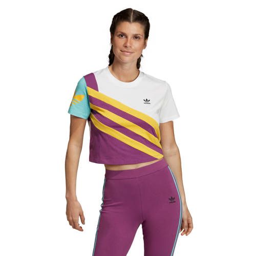 adidas Originals cropped T-shirt wit/geel/paars - Adidas ... adidas Originals cropped T-shirt wit/geel/paars - Adidas ...