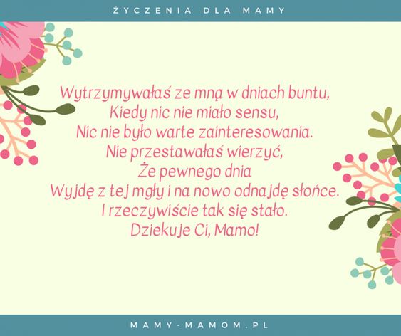 Życzenia dla Mamy - wierszyki na Dzień Mamy - Mamy-mamom.pl