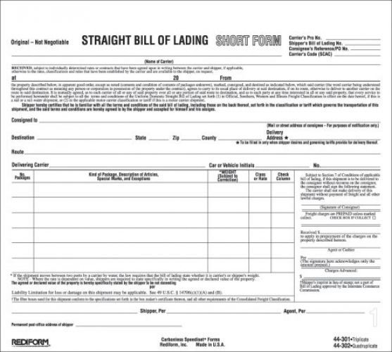 Bill Of Lading Snap-A-Way Ruled 3 Part Carbonless Warehouse Office - blank bill of lading forms Bill Of Lading Snap-A-Way Ruled 3 Part Carbonless Warehouse Office - blank bill of lading forms