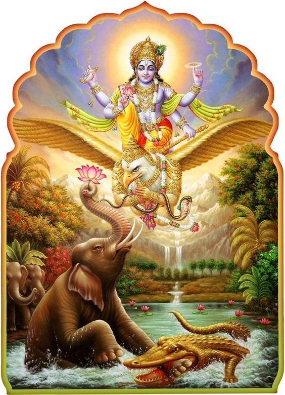Gajendra Moksha Vishnu T SHIRT India Spiritual Aum Yoga Meditation