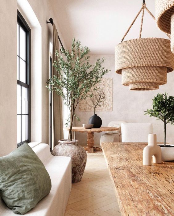 Árboles en el diseño interior de estilo Japandi
