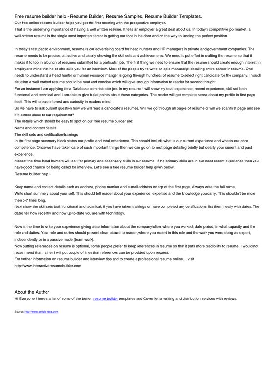 Free Resume Builder Resume - http\/\/wwwjobresumewebsite\/free - resume builders free Free Resume Builder Resume - http\/\/wwwjobresumewebsite\/free - resume builders free