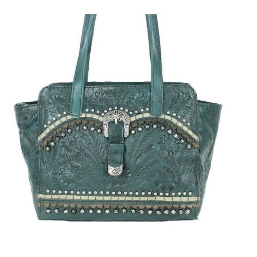 American West Blue Ridge Zip Top Tote w//Secret Compartment