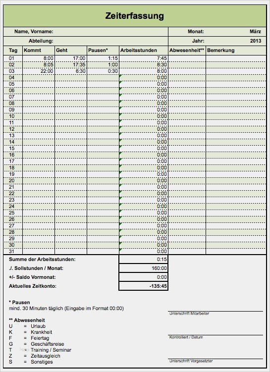 33 Wunderbar Vorlage Arbeitsstunden Vorrate In 2020 Excel Vorlage Zeiterfassung Zeiterfassung Excel