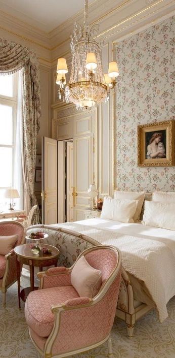 Ritz Paris suite with #romanticdecor #crystalchandelier #RitzParis